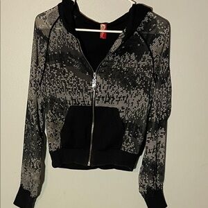 Apple Bottoms Black and Silver Bomber Jacket Medium
